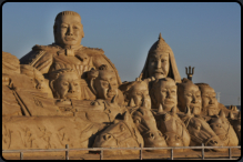 Sandskulptur, Mongolenkpfe