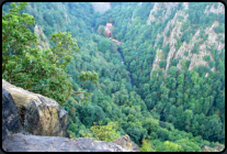 Blick von der Seilbahnstation ins Bodetal