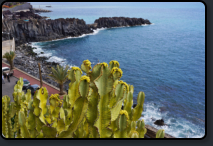 Blick auf die Felsen und Leuchtturm am Hafen von Cmara de Lobos