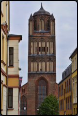 Blick durch die Bttcherstrae auf die St,-Jakobi-Kirche